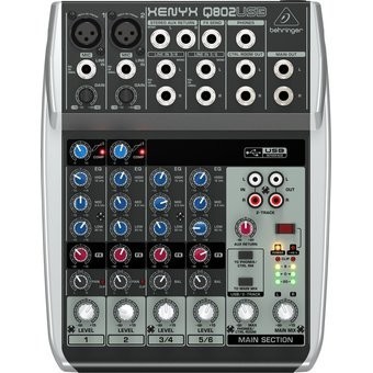 Mezcladora Behringer Q802USB 8 Entradas-Gris 