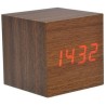 Mini Cube en forma activada por voz LED rojo de madera 