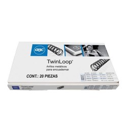 GUSANO DE ARILLO METALICO GBC DE 1/4 PULGADA PASO 3:1 HASTA 1 A 35 HOJAS COLOR NEGRO 1 PAQUETE CON 20 PIEZAS