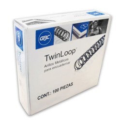 GUSANO DE ARILLO METALICO GBC DE 9/16 PULGADA PASO 3:1 HASTA 96 A 105 HOJAS COLOR NEGRO 1 PAQUETE CON 100 PIEZAS