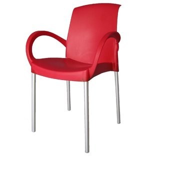 Silla de Plástico Apilable Mónaco con Brazos Roja