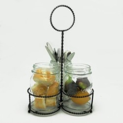 PORTA CUBIERTOS CON RACK MASON JAR.