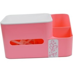 Desktop Multifunction Multi-compartment Storage Box Tissue Box Pink