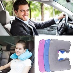EH almohada inflable cómodo y práctico en forma de U (Gray)-Gris