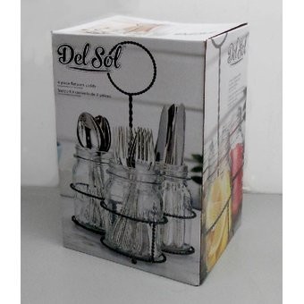 PORTA CUBIERTOS CON RACK MASON JAR.