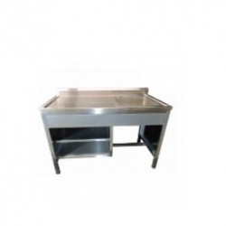 Mesa alta de 120 cm con respaldo y fregadero derecho esmaltado-Punt...