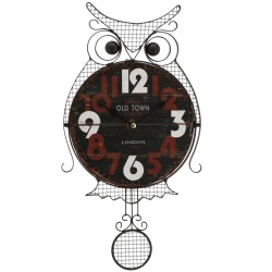  Reloj de Pared Búho Negro con Café 