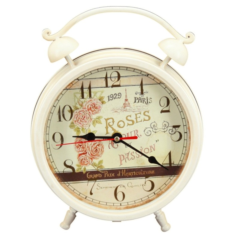  Reloj de Mesa Blanco París con Rosas 