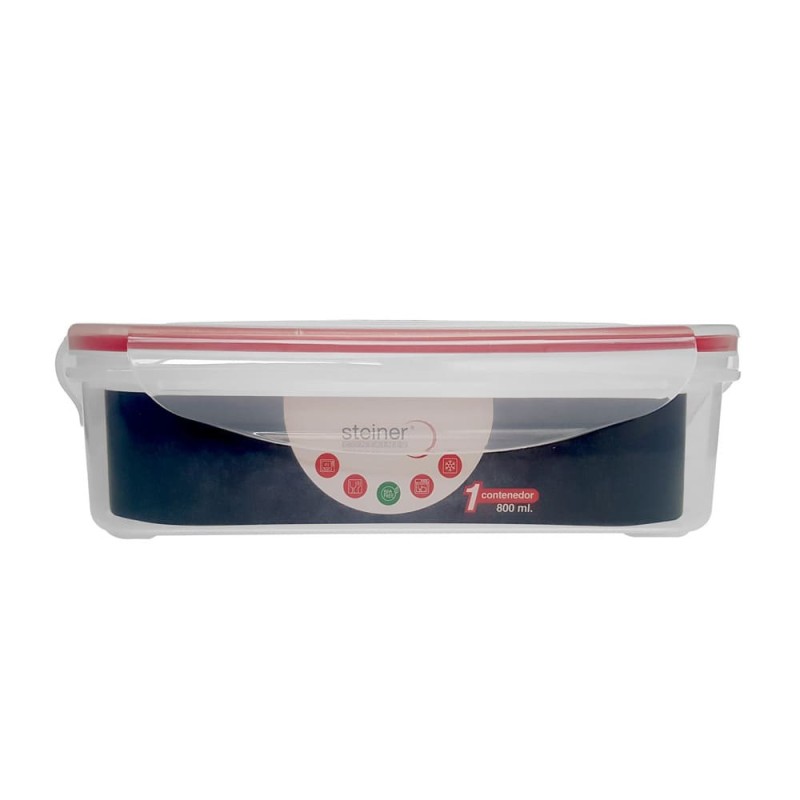 Contenedor rectangular de alimentos de plástico Steiner® de 800 mL