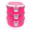 Tupper Para Comida 3 Niveles Cuadrado Easy Go Rosa