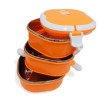 Tupper Para Comida 3 Niveles Cuadrado Easy Go Naranja