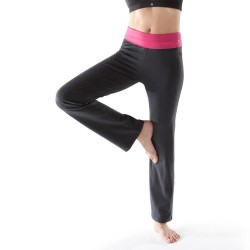 Pantalón yoga mujer algodón de cultivo biológico gris moteado / ros...