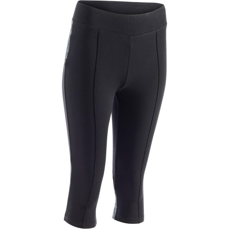 Mallas 3/4 520 Pilates y gimnasia suave para mujer. Negro estampado...